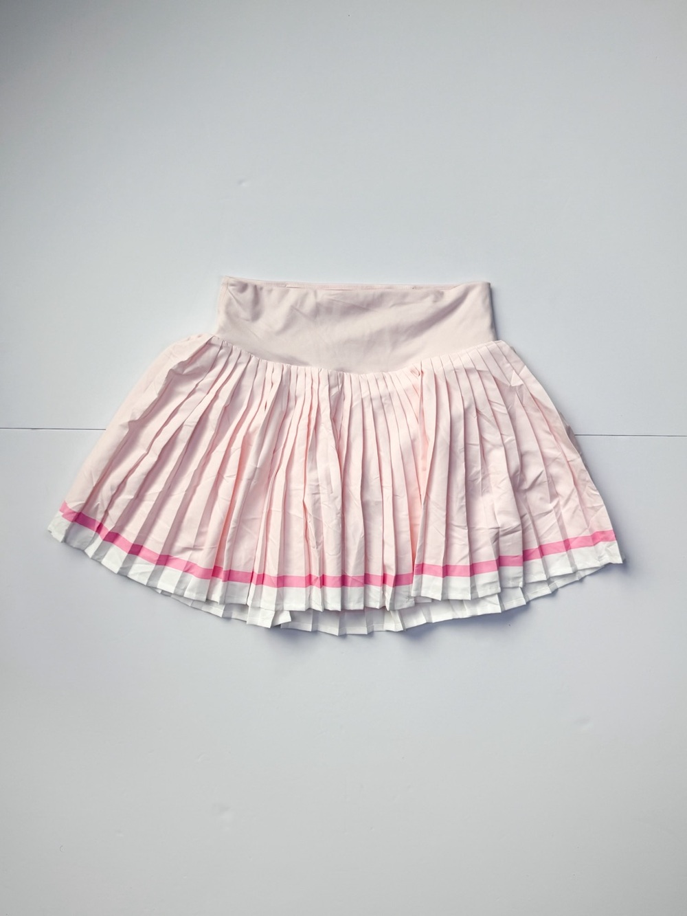 all in motion Light Pink Pleated Skater Skirt with White & Hot Pink Trim